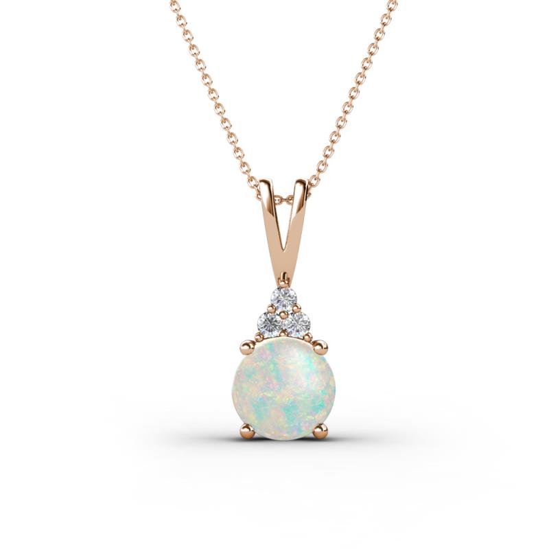 Agatha Round Opal and Diamond Accent Pendant Necklace 
