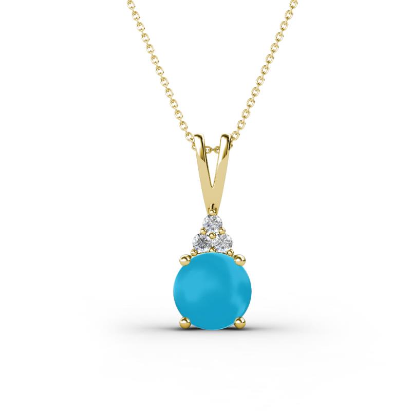 Agatha Round Turquoise and Diamond Accent Pendant Necklace 