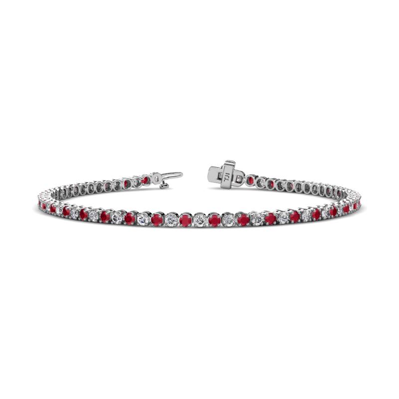 Izarra 2.33 ctw Ruby and Natural Diamond (2.30 mm) Eternity Tennis Bracelet 