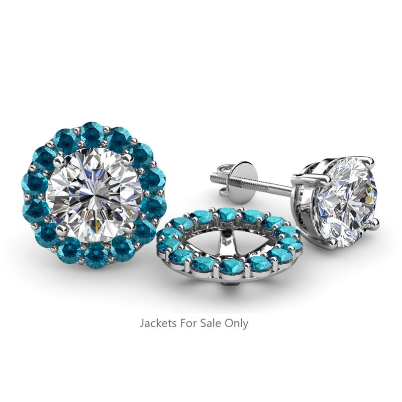 Serena 0.84 ctw (2.00 mm) Round Blue Diamond Jackets Earrings 