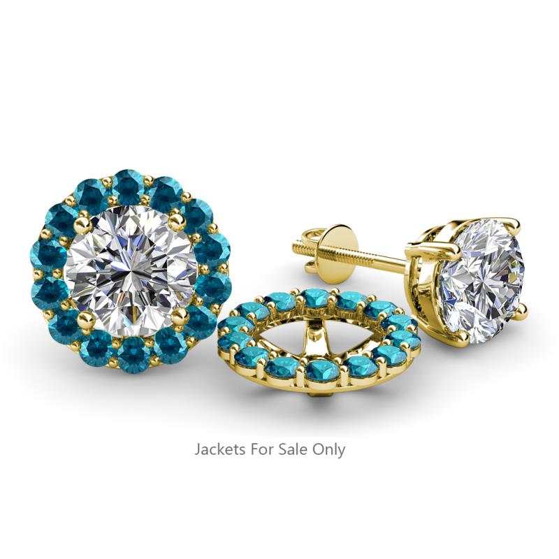 Serena 0.84 ctw (2.00 mm) Round Blue Diamond Jackets Earrings 