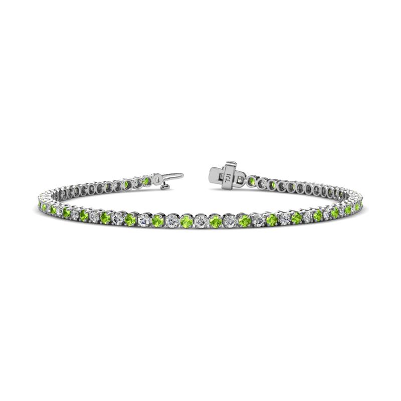 Izarra 2.33 ctw Peridot and Natural Diamond (2.30 mm) Eternity Tennis Bracelet 