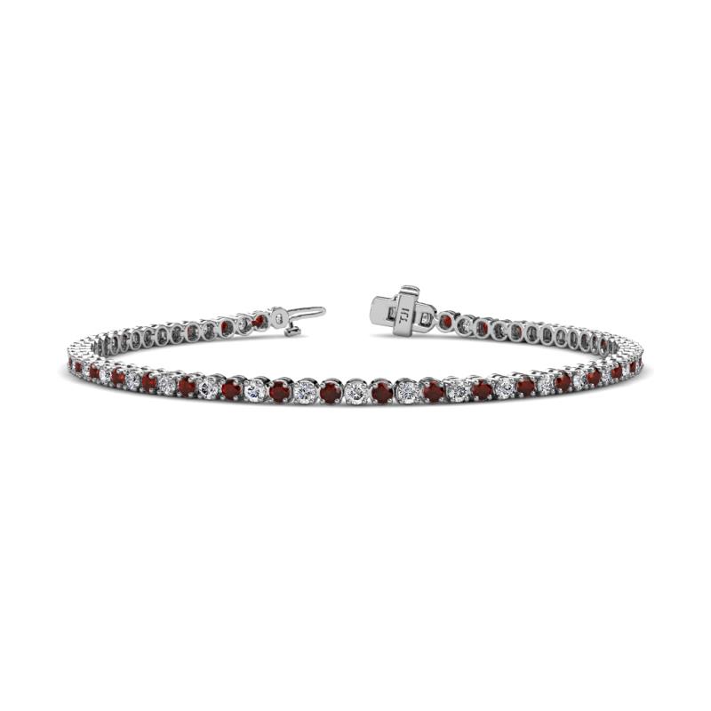 Izarra 2.30 mm Red Garnet and Diamond Eternity Tennis Bracelet 