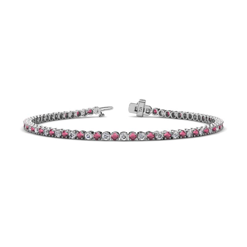 Izarra 2.39 ctw Rhodolite Garnet and Natural Diamond (2.30 mm) Eternity Tennis Bracelet 