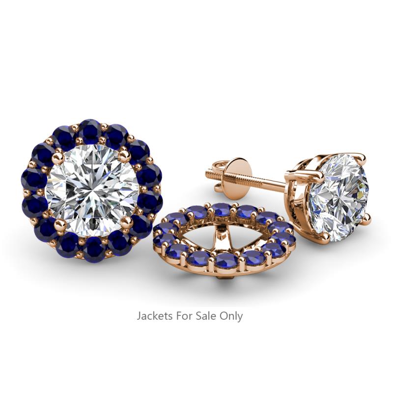 Serena 0.88 ctw (2.00 mm) Round Blue Sapphire Jackets Earrings 