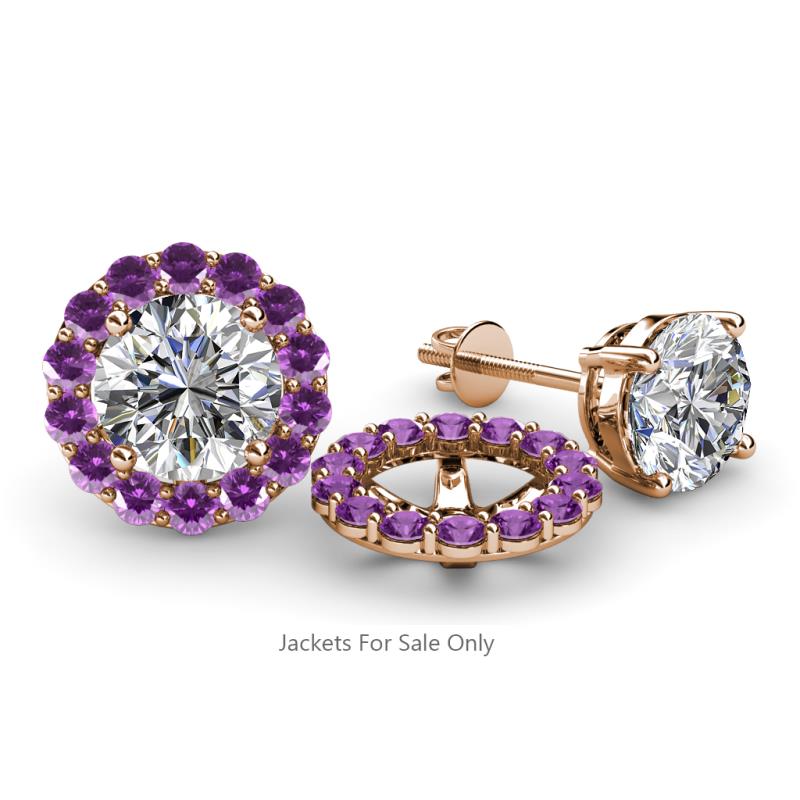 Serena 0.62 ctw (2.00 mm) Round Amethyst Jackets Earrings 