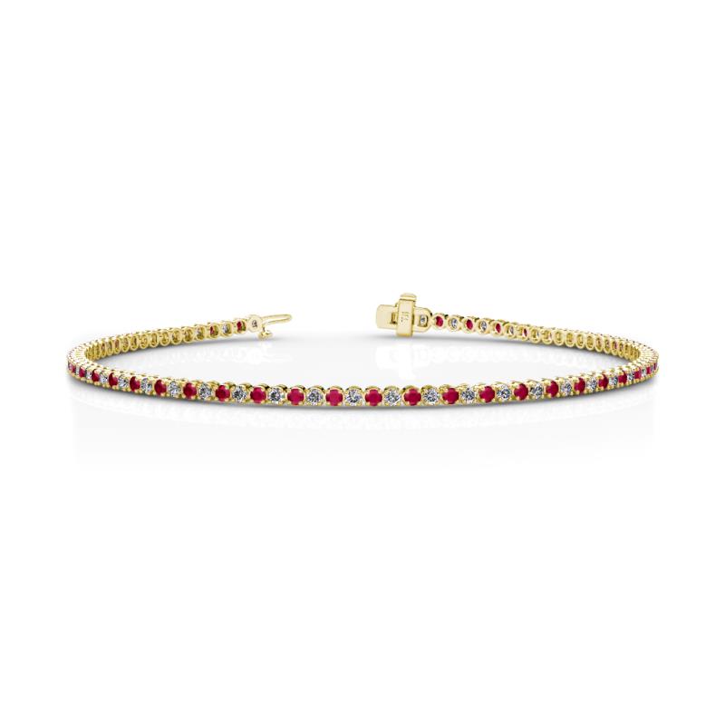 Izarra 2.15 ctw Ruby and Natural Diamond (2.00 mm) Eternity Tennis Bracelet 