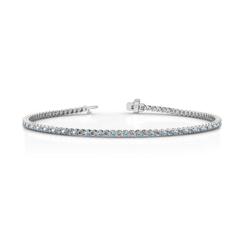 Izarra 2.00 mm Aquamarine and Diamond Eternity Tennis Bracelet 