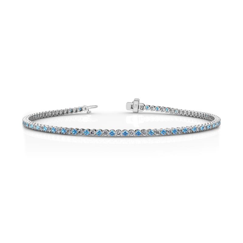 Izarra 2.00 mm Blue Topaz and Diamond Eternity Tennis Bracelet 