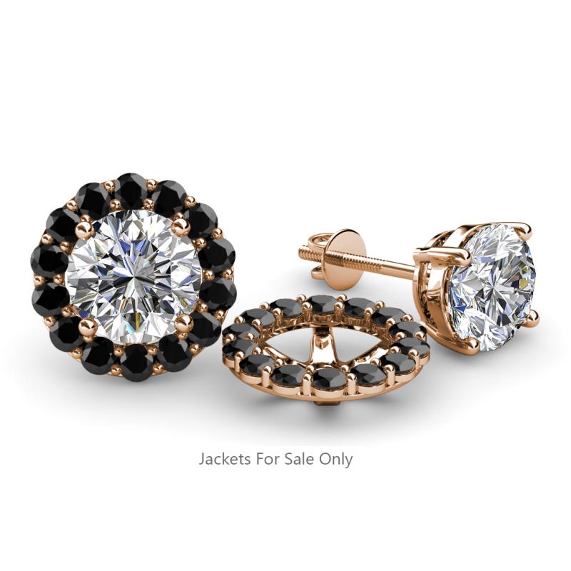 Serena 0.88 ctw (2.00 mm) Round Black Diamond Jackets Earrings 