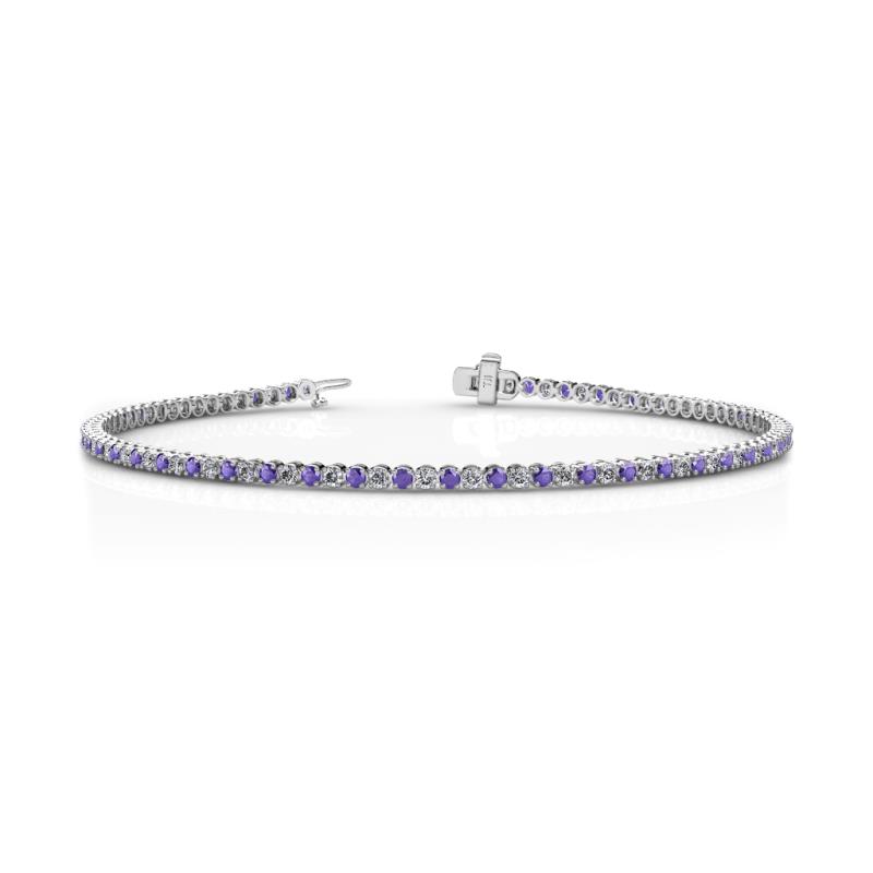 Izarra 1.72 ctw Iolite and Natural Diamond (2.00 mm) Eternity Tennis Bracelet 