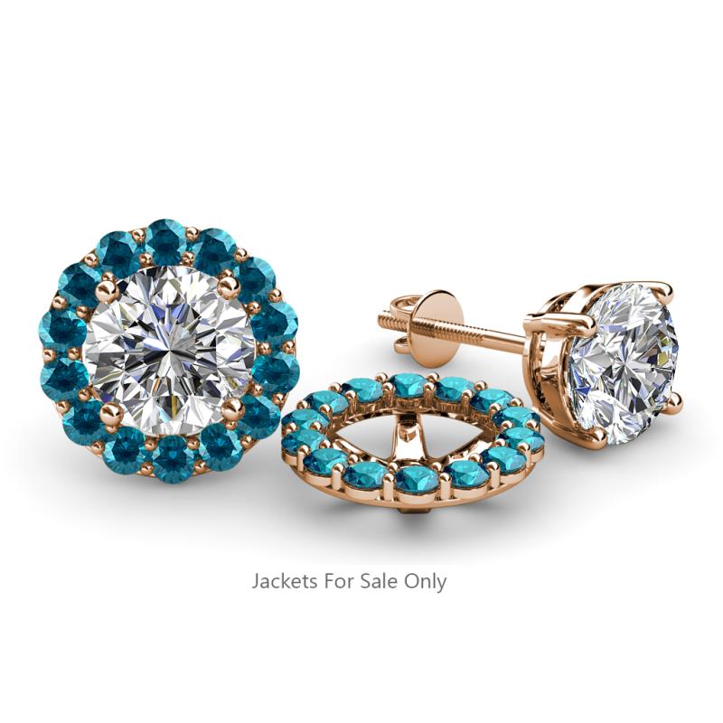Serena 0.84 ctw (2.00 mm) Round Blue Diamond Jackets Earrings 