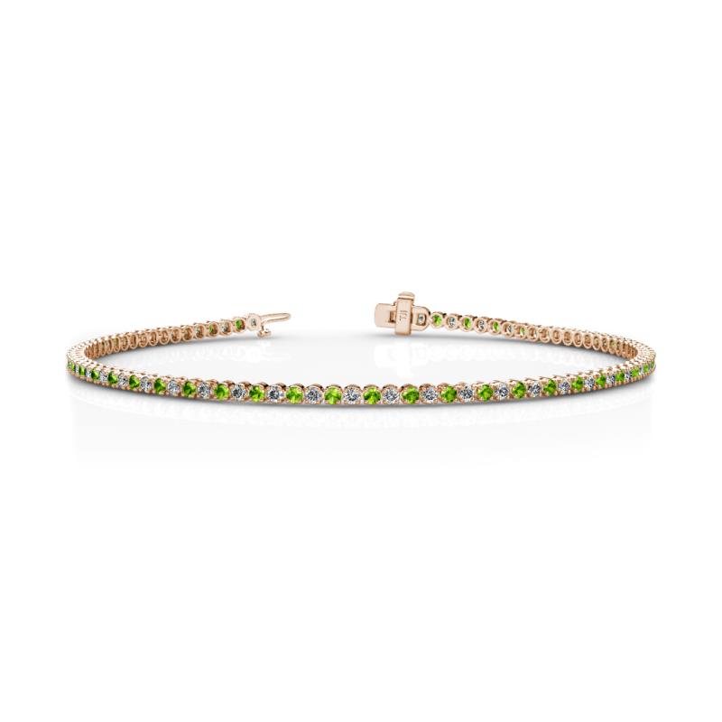 Izarra 2.20 ctw Peridot and Natural Diamond (2.00 mm) Eternity Tennis Bracelet 