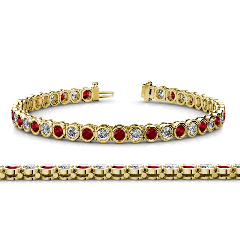 Tiara 3.80 mm Ruby and Diamond Eternity Tennis Bracelet 