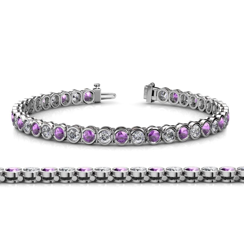 Tiara 3.80 mm Amethyst and Lab Grown Diamond Eternity Tennis Bracelet 