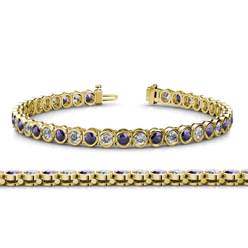 Tiara 3.80 mm Iolite and Lab Grown Diamond Eternity Tennis Bracelet 