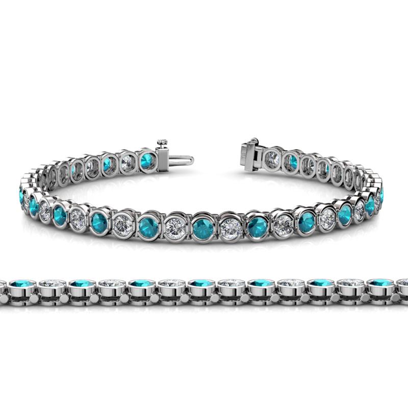 Tiara 3.80 mm London Blue Topaz and Lab Grown Diamond Eternity Tennis Bracelet 