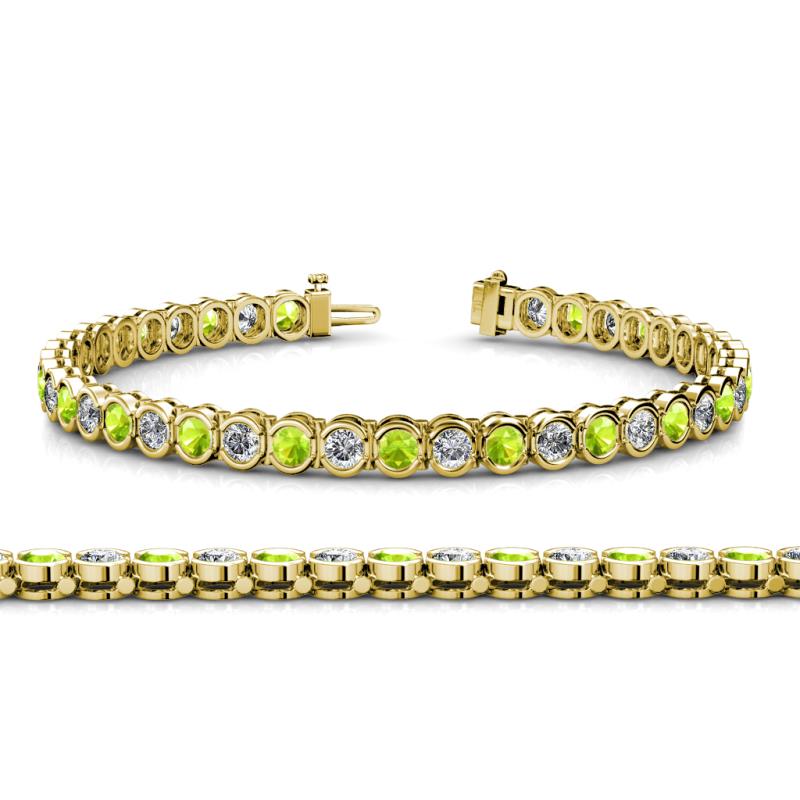 Tiara 3.50 mm Peridot and Diamond Eternity Tennis Bracelet 