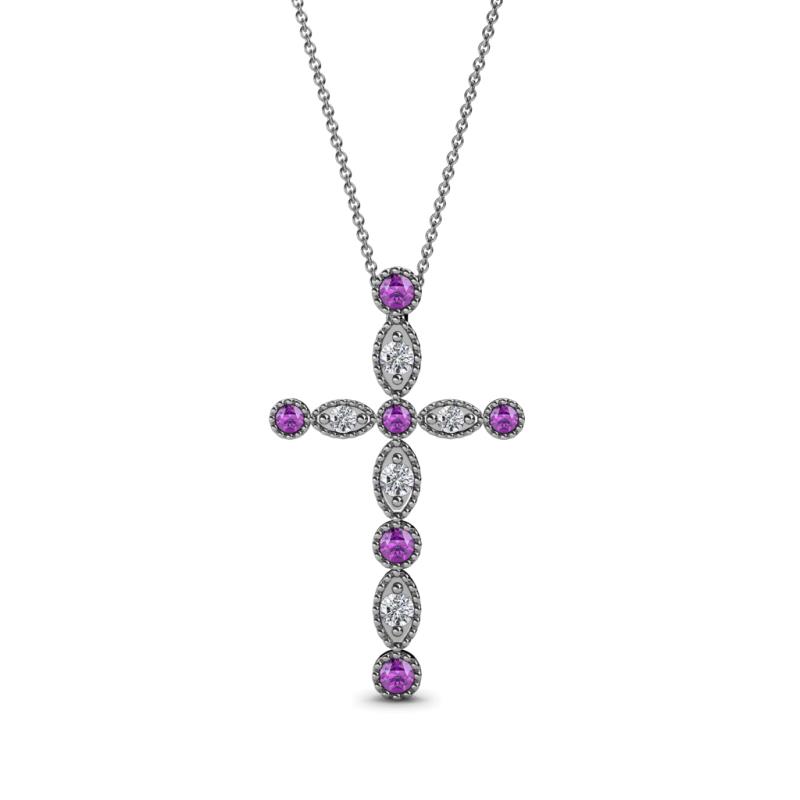Abha Petite Amethyst and Diamond Cross Pendant 
