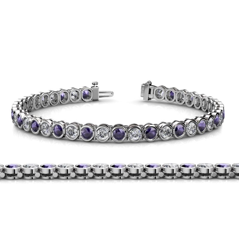 Tiara 3.50 mm Iolite and Lab Grown Diamond Eternity Tennis Bracelet 