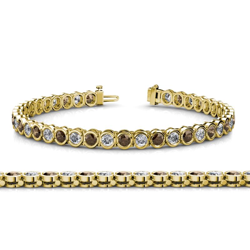 Tiara 3.50 mm Smoky Quartz and Lab Grown Diamond Eternity Tennis Bracelet 