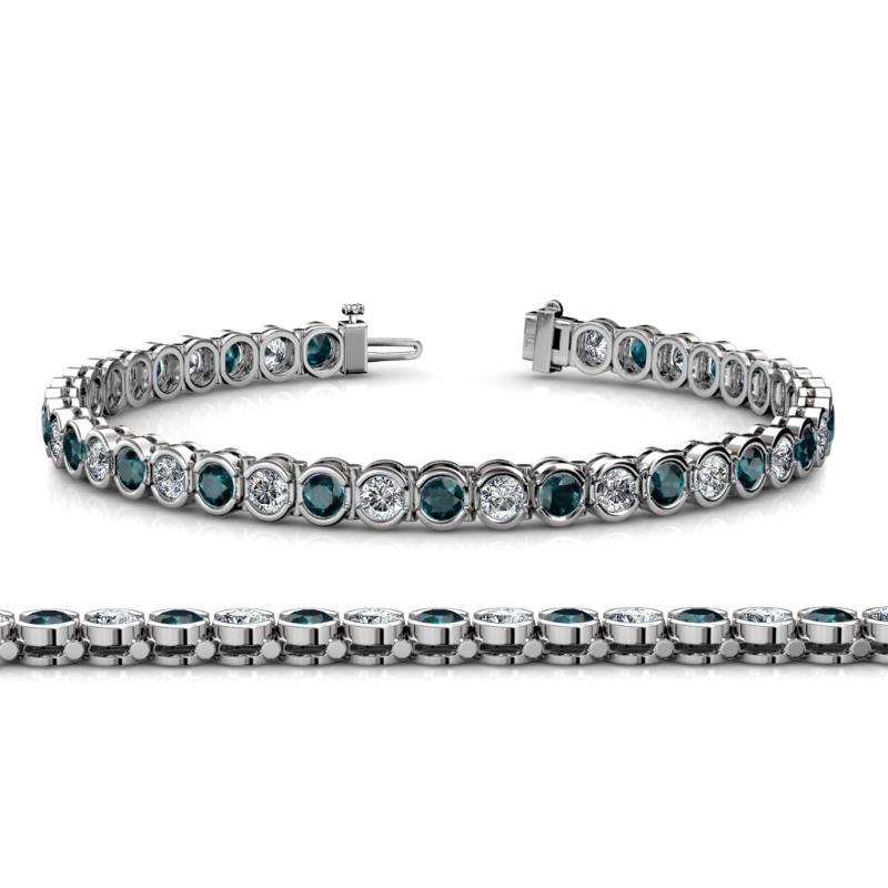 Tiara 3.50 mm London Blue Topaz and Lab Grown Diamond Eternity Tennis Bracelet 