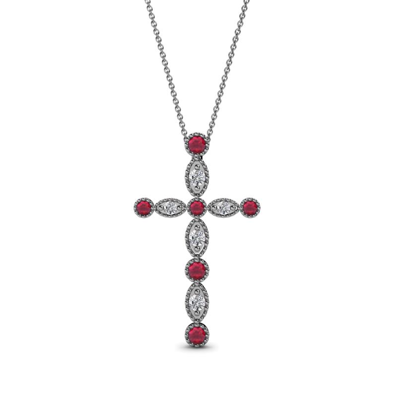 Abha Petite Ruby and Diamond Cross Pendant 