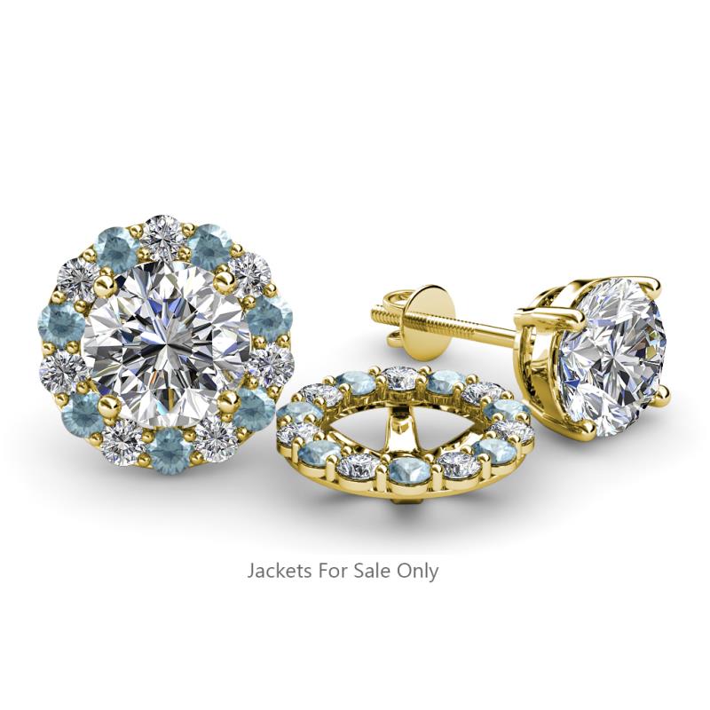 Serena 2.00 mm Round Aquamarine and Diamond Jacket Earrings 