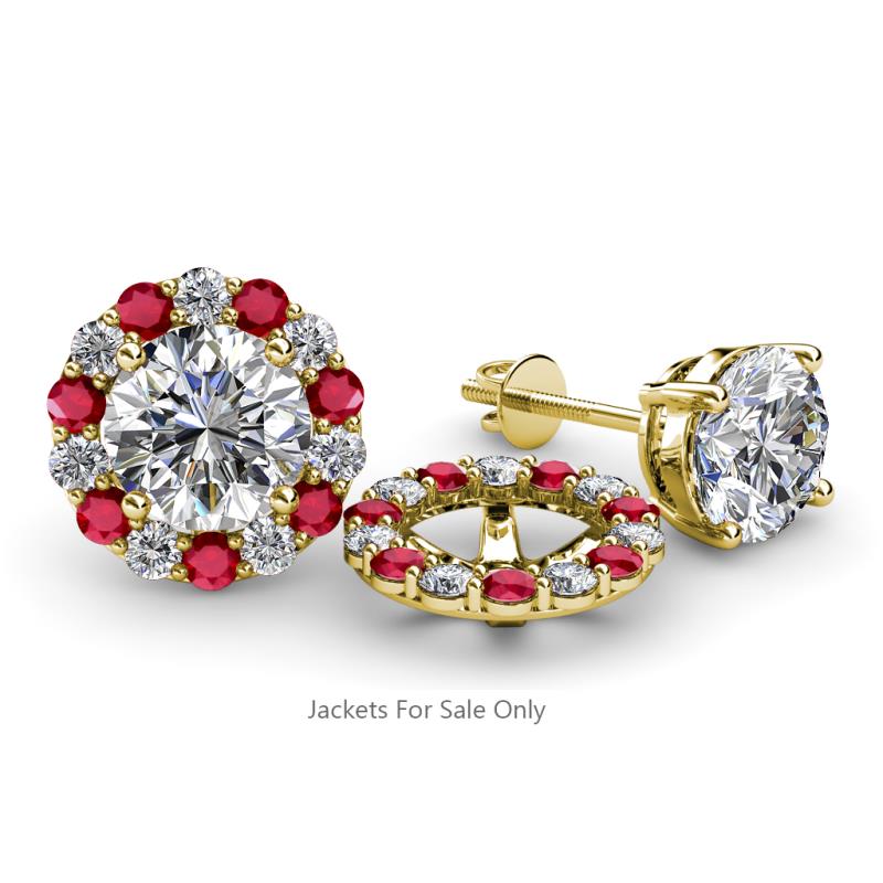 Serena 2.00 mm Round Ruby and Diamond Jacket Earrings 