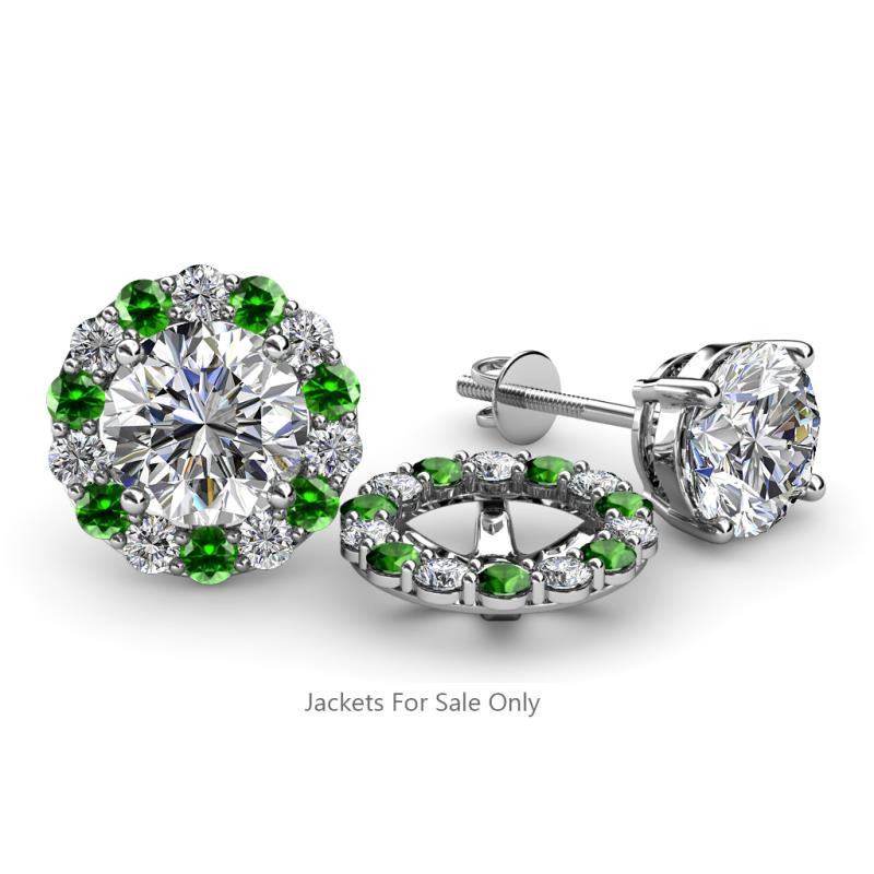 Serena 2.00 mm Round Green Garnet and Diamond Jacket Earrings 