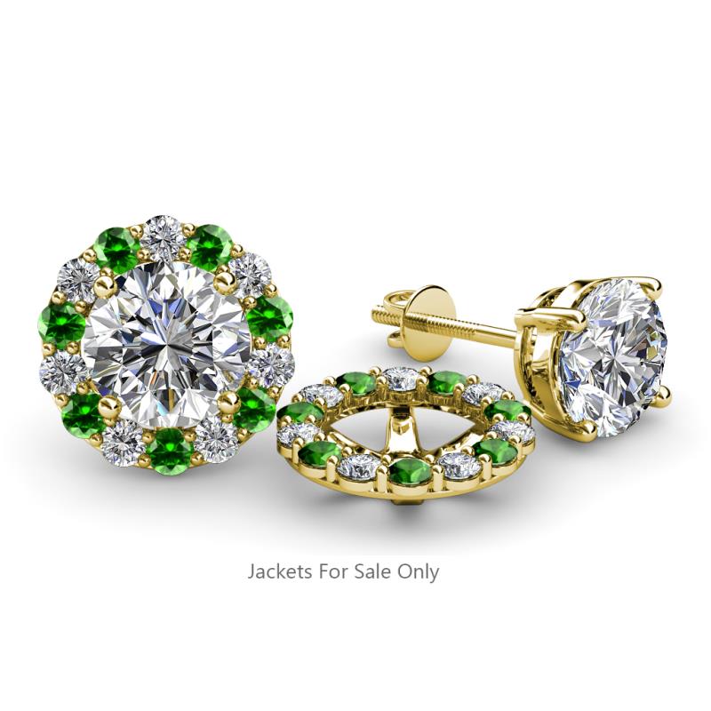 Serena 2.00 mm Round Green Garnet and Diamond Jacket Earrings 
