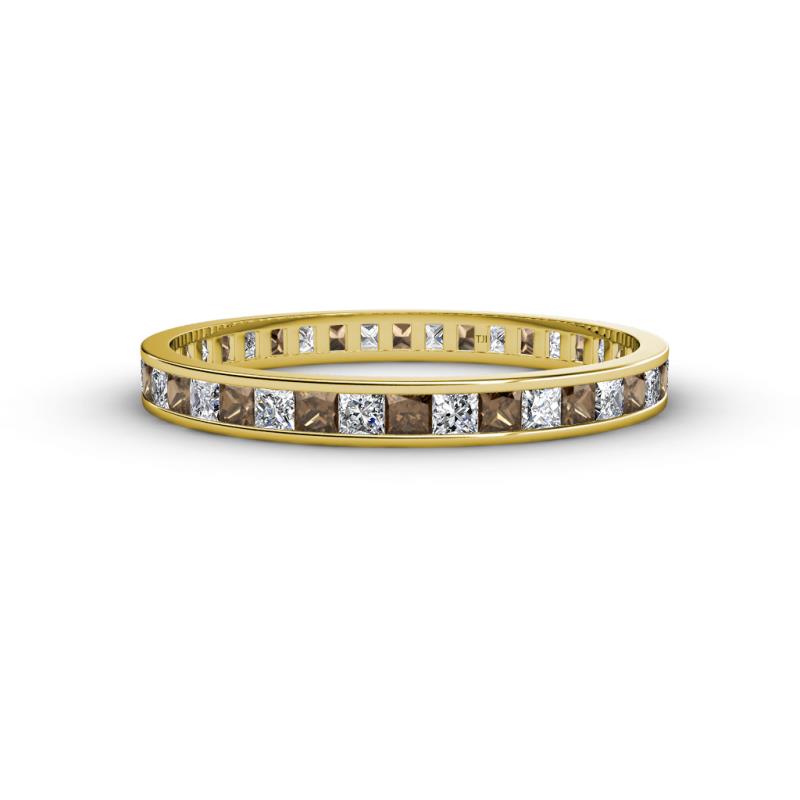 Rebica 2.50 mm Princess Cut Smoky Quartz and Diamond Eternity Band 