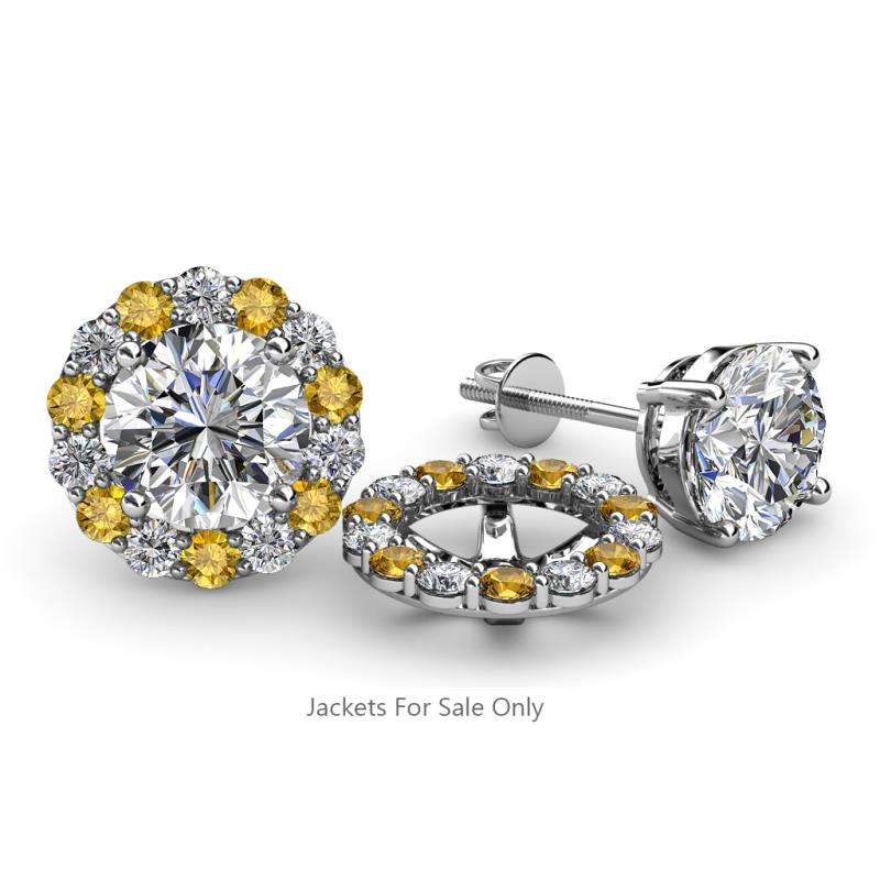 Serena 2.00 mm Round Citrine and Diamond Jacket Earrings 