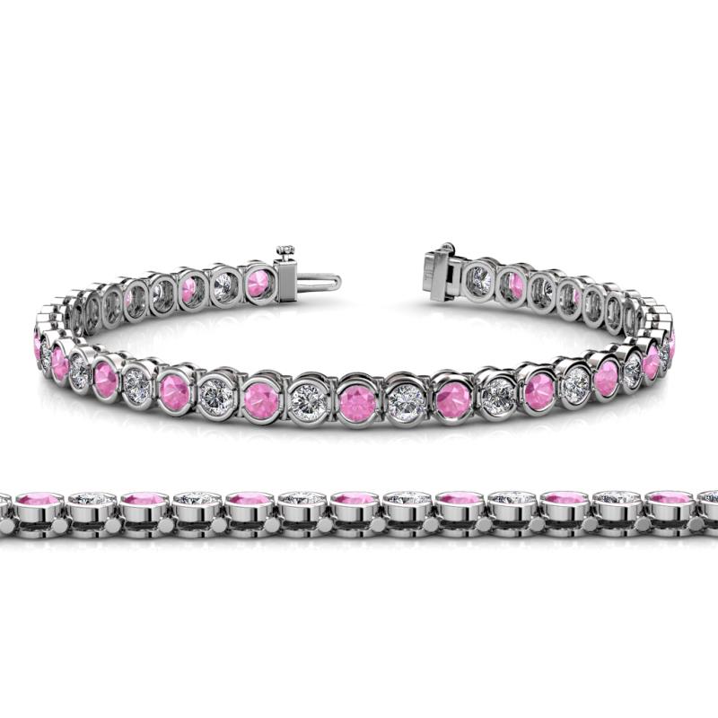 Tiara 3.10 mm Pink Sapphire and Lab Grown Diamond Eternity Tennis Bracelet 