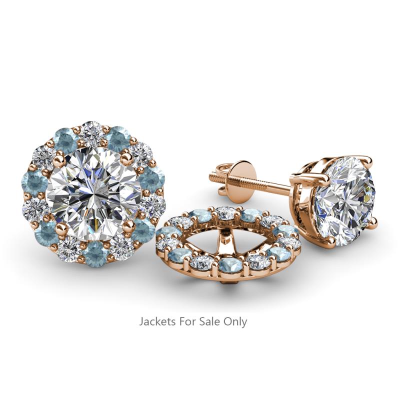 Serena 2.00 mm Round Aquamarine and Diamond Jacket Earrings 