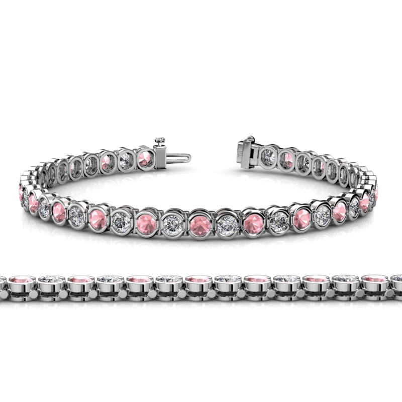 Tiara 3.10 mm Pink Tourmaline and Lab Grown Diamond Eternity Tennis Bracelet 