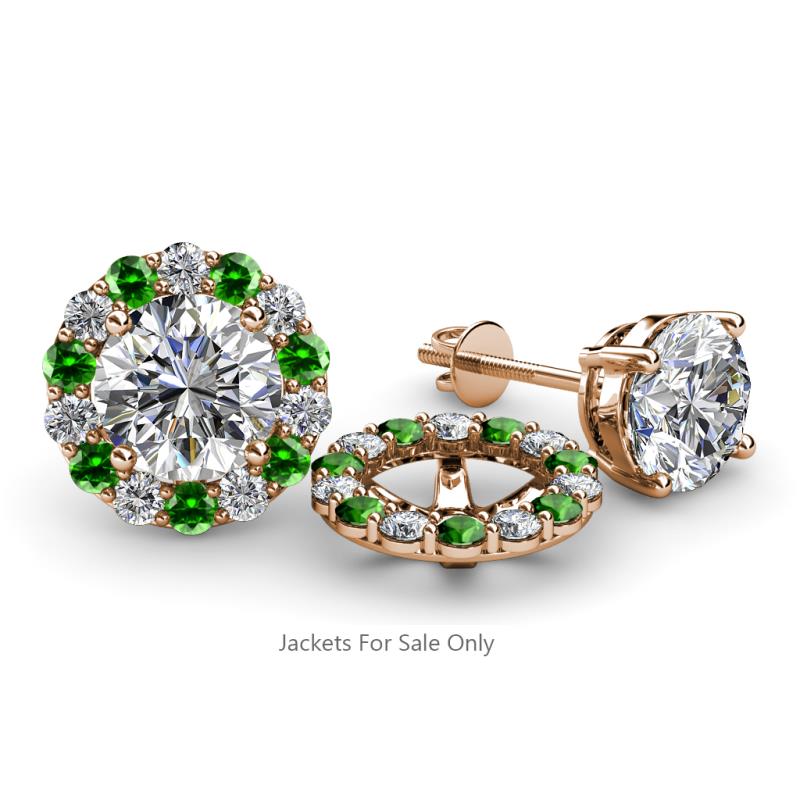 Serena 2.00 mm Round Green Garnet and Diamond Jacket Earrings 