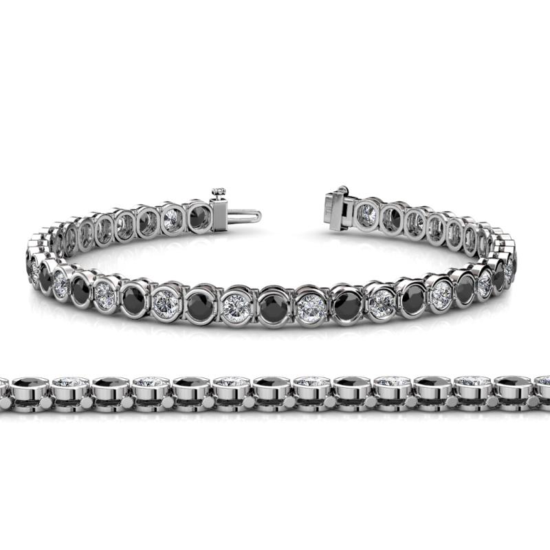 Tiara 3.10 mm Black and White Lab Grown Diamond Eternity Tennis Bracelet 