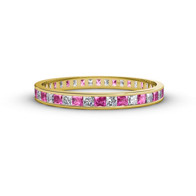 Rebica 2.50 mm Princess Cut Pink Sapphire and Lab Grown Diamond Eternity Band 