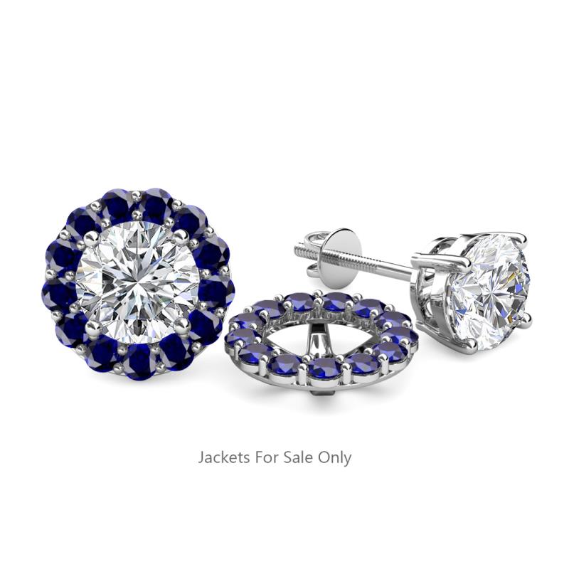 Serena 0.78 ctw (2.00 mm) Round Blue Sapphire Jackets Earrings 
