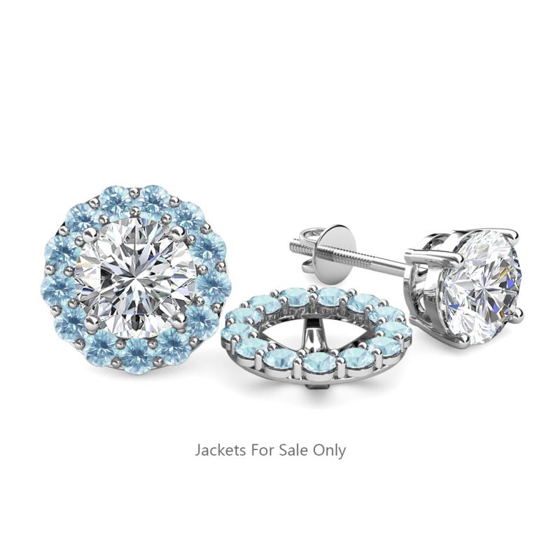 Serena 0.57 ctw (2.00 mm) Round Aquamarine Jackets Earrings 