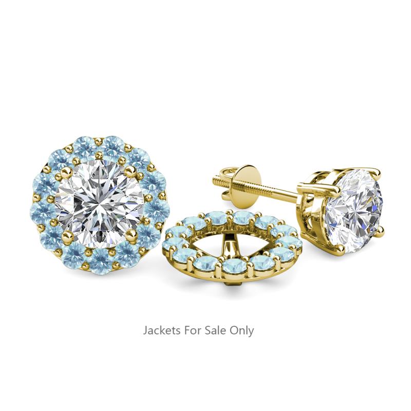 Serena 0.57 ctw (2.00 mm) Round Aquamarine Jackets Earrings 