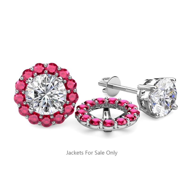 Serena 0.91 ctw (2.00 mm) Round Ruby Jackets Earrings 