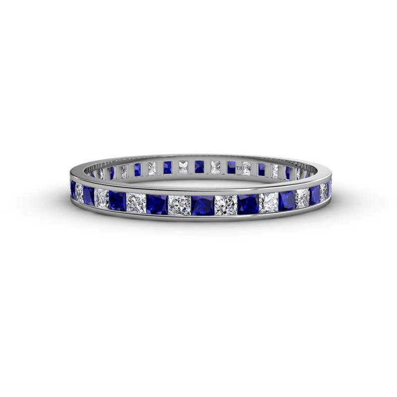 Rebica 2.50 mm Princess Cut Blue Sapphire and Lab Grown Diamond Eternity Band 
