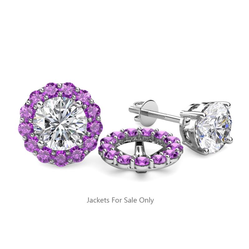 Serena ctw Round Amethyst Jackets Earrings Round Amethyst ctw Halo Jackets for Stud Earrings in K White Gold