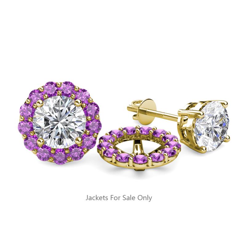 Serena 0.57 ctw (2.00 mm) Round Amethyst Jackets Earrings 