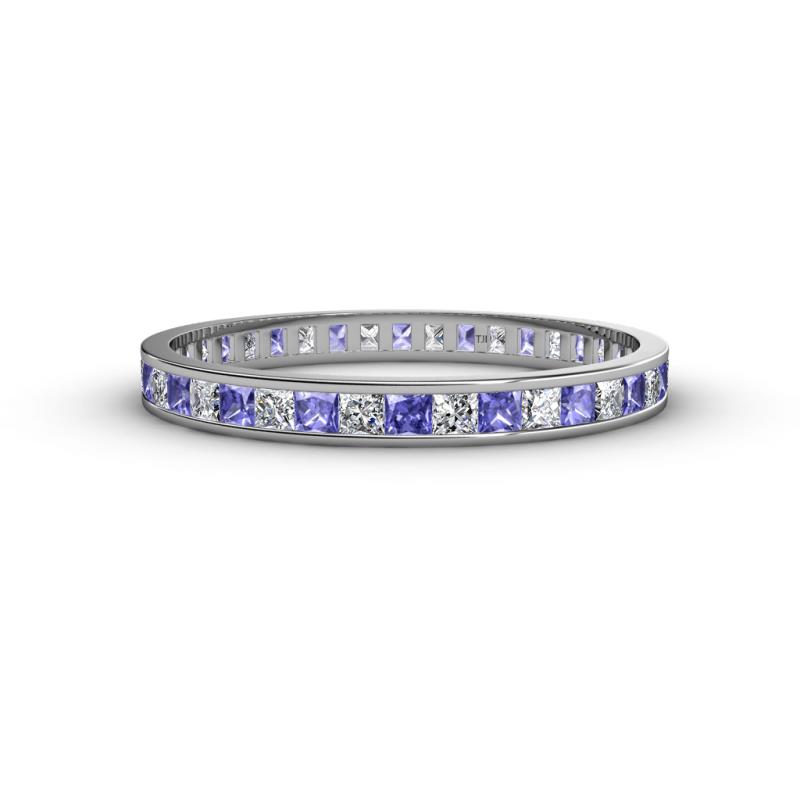 Rebica 2.50 mm Princess Cut Tanzanite and Lab Grown Diamond Eternity Band 