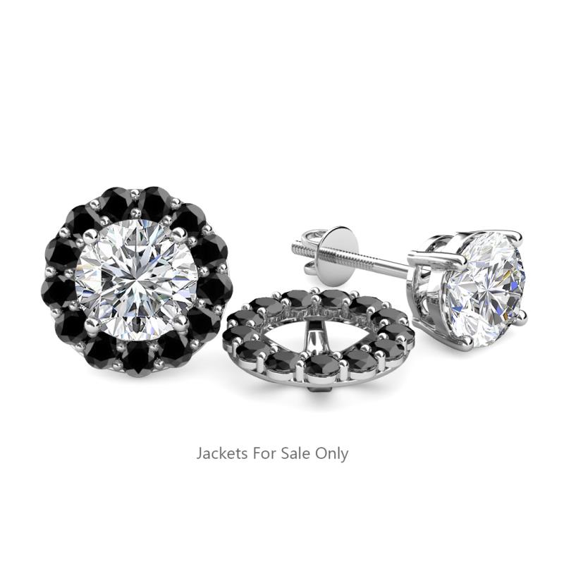 Serena 0.82 ctw (2.00 mm) Round Black Diamond Jackets Earrings 