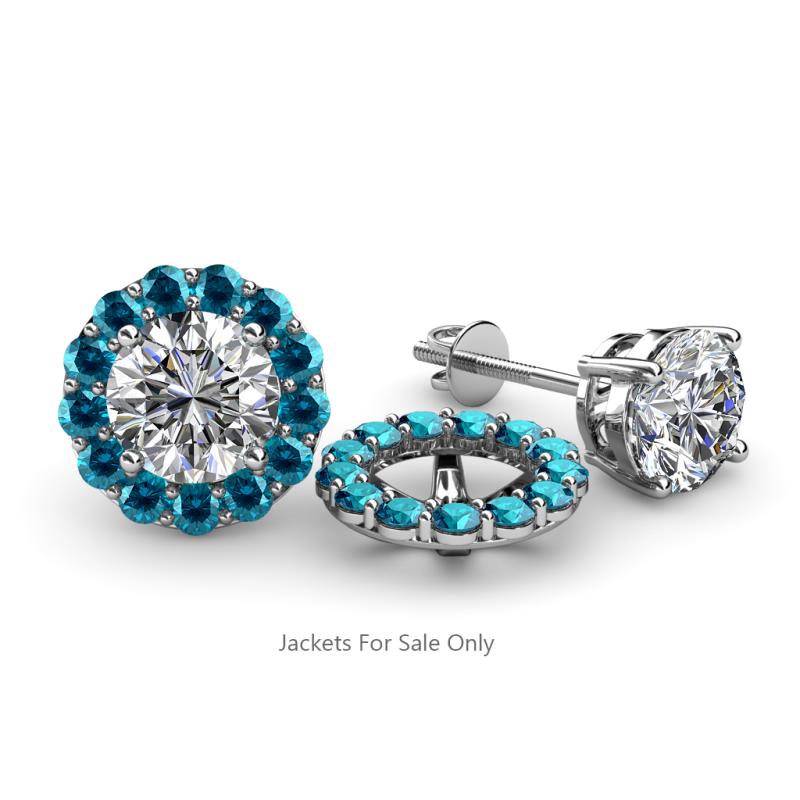 Serena 0.78 ctw (2.00 mm) Round Blue Diamond Jackets Earrings 