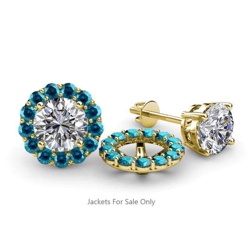 Serena 0.78 ctw (2.00 mm) Round Blue Diamond Jackets Earrings 